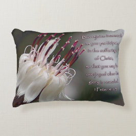 Almofada Decorativa I Peter 4:13 Inspirational Floral