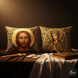 Almofada Decorativa Ícone Bizantino de Cristo - Jesus