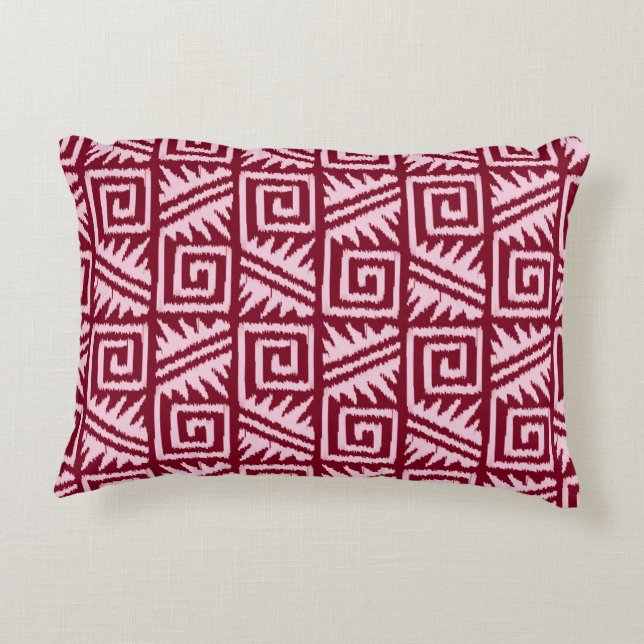 Almofada Decorativa Ikat Aztec Pattern - Borgonha e Rosa (Verso)