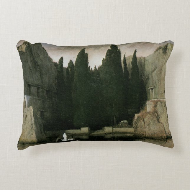 Almofada Decorativa Ilha dos Mortos de Arnold Böcklin, Arte Simbolista (Frente)