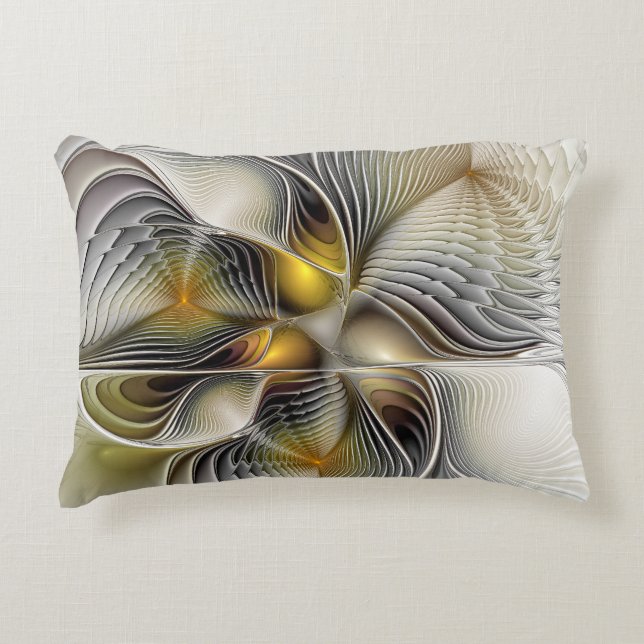 Almofada Decorativa Ilusão Óptica Abstrata Fractal 3D Com Profundidade (Frente)