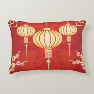 Almofada Decorativa Ilustração chinesa oriental da lanterna