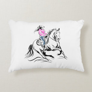 Almofada Decorativa Ilustração de Cavalo de Montaria de Cowgirl Ociden