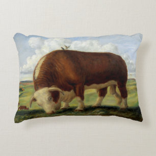 Almofada Decorativa Ilustração do vintage de um touro de Hereford