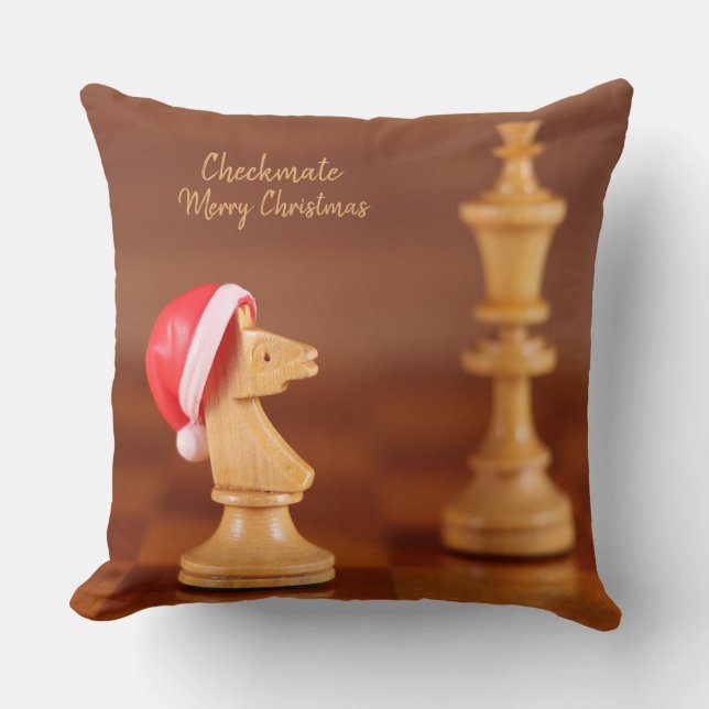 Almofada Decorativa Imagem de Xadrez para o Natal (Frente)