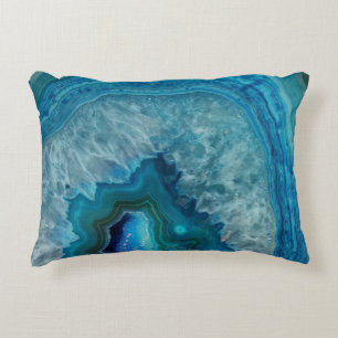 Almofada Decorativa Imagem mineral do cristal da ágata da rocha azul
