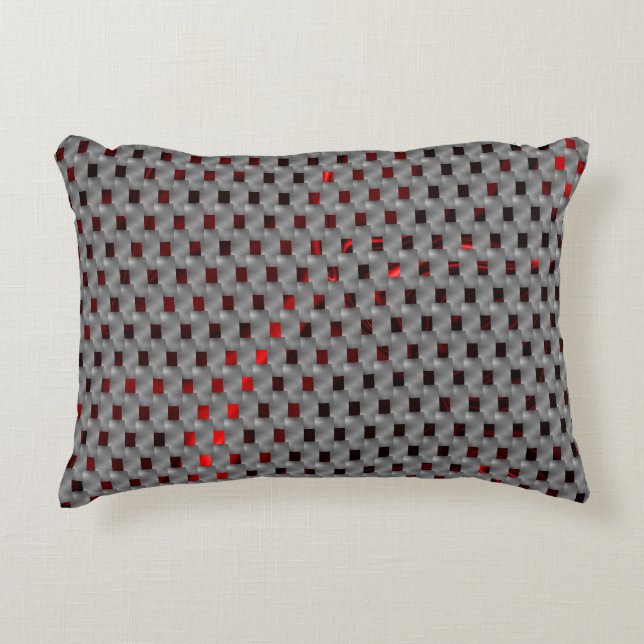 Almofada Decorativa Imagem vermelha sob placas de cinza, formas retang (Frente)