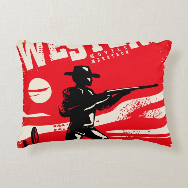 Almofada Decorativa Imagens da maratona dos filmes ocidentais retro po (Frente)