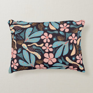 Almofada Decorativa Impressão Azul Coral Azul Floral Escuro