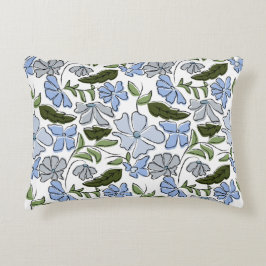 Almofada Decorativa Impressão de Bloco Floral Desenhado à Mão Azul e V