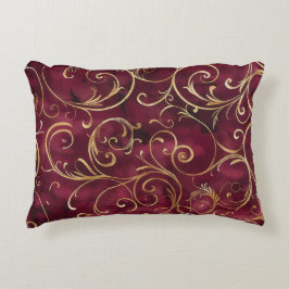 Almofada Decorativa Impressão de borgonha e de filigrana dourada