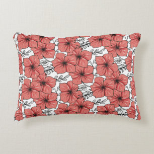 Almofada Decorativa impressão de flor esboçada em cor clara