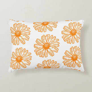 Almofada Decorativa Impressão de Flor Laranja Daisy, Padrão Floral Vin