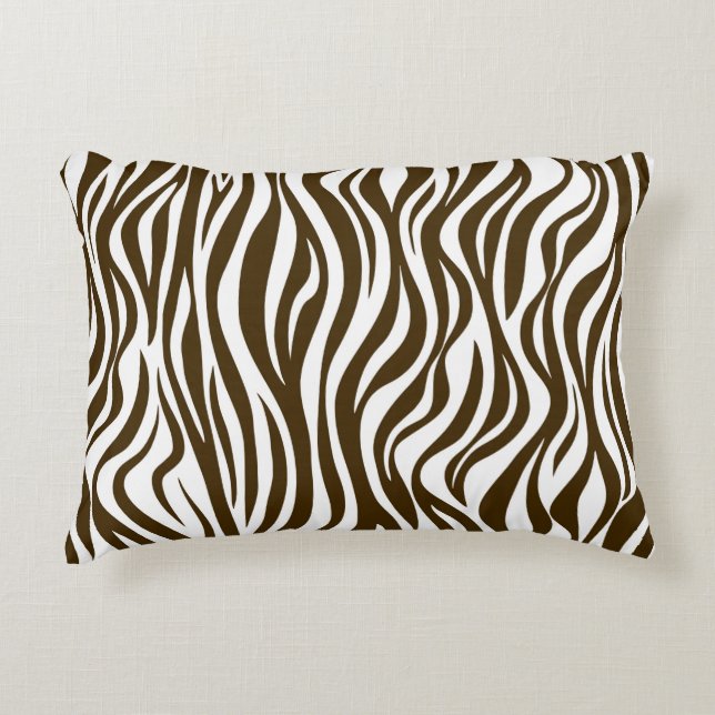 Almofada Decorativa Impressão de Pele de Zebra Marrom (Frente)