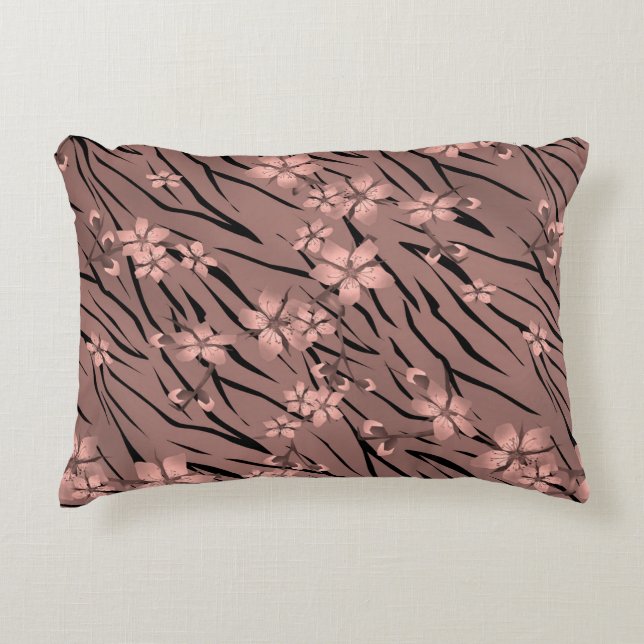 Almofada Decorativa Impressão de tigre floral (Frente)
