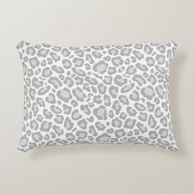 Almofada Decorativa Impressão do leopardo do branco cinzento (Frente)