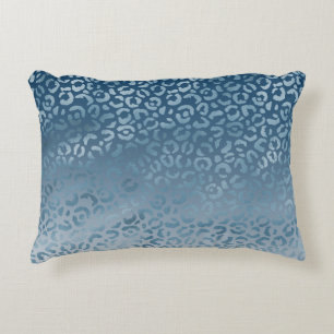 Almofada Decorativa Impressão do Leopardo do Ombre Azul Aqua