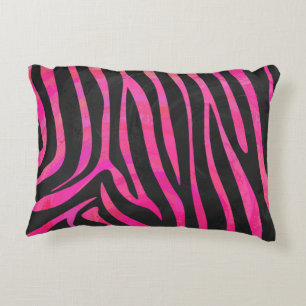 Almofada Decorativa Impressão do rosa preto e quente da zebra