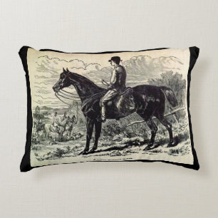 Almofada Decorativa Impressão do século XIX um cavalo claro da caça
