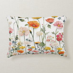 Almofada Decorativa Impressão em Aquarela Botânica de Flor Silvestre