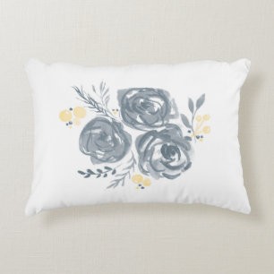 Almofada Decorativa Impressão floral cinzento e amarelo da aguarela