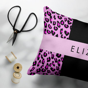 Almofada Decorativa Impressão Leopardo, Impressão Zebra, Rosa, Seu Nom