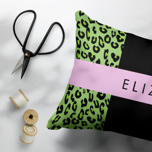 Almofada Decorativa Impressão Leopardo, Impressão Zebra, Verde, Seu No