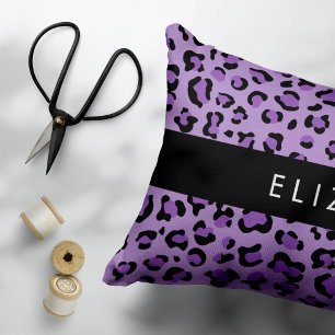 Almofada Decorativa Impressão Leopardo, Manchas, Leopardo Roxo, Seu No