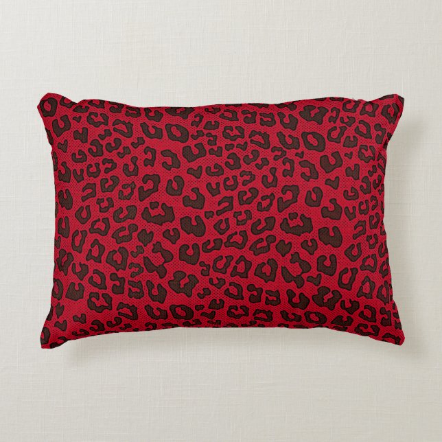 Almofada Decorativa Impressão vermelho Stippled do leopardo do arando (Frente)