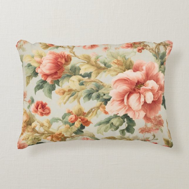 Almofada Decorativa Incríveis Flores, Folhas. Pintura (Frente)