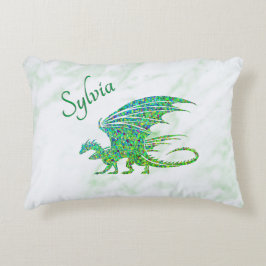 Almofada Decorativa Incrível Dragão Verde Mosaico Pessoal