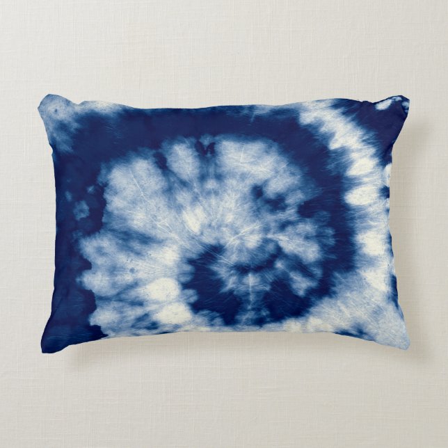 Almofada Decorativa Indigo Round. Bohemian Tie Dye. Blue Roll Psychede (Frente)