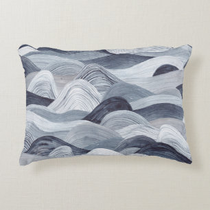 Almofada Decorativa Indigo Watercolor Wave Sem Vista