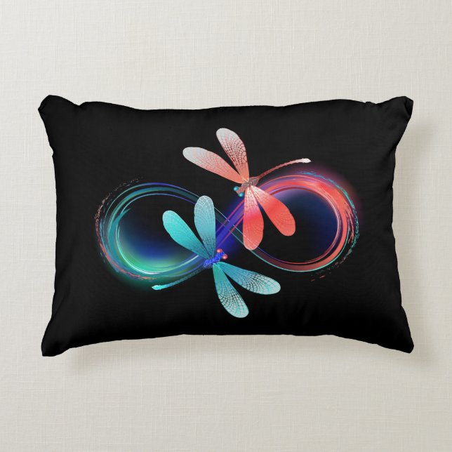 Almofada Decorativa Infinito com libélulas brilhantes (Frente)