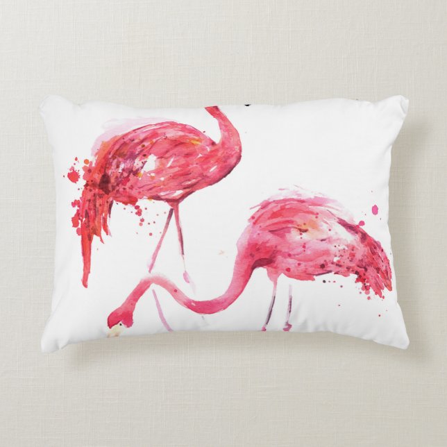 Almofada Decorativa Inflamingos de aquarelas (Frente)