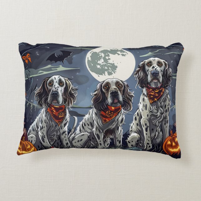 Almofada Decorativa Inglês Setter Halloween Spooky (Verso)