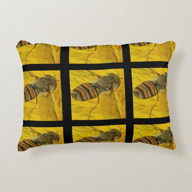 Almofada Decorativa Insetos Amarelo E Preto (Frente)