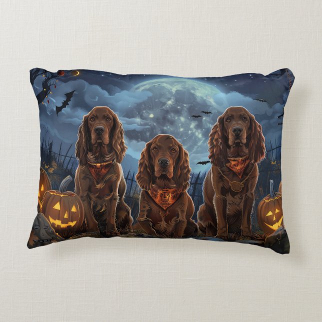 Almofada Decorativa Irish Red Setter Halloween Spooky (Verso)