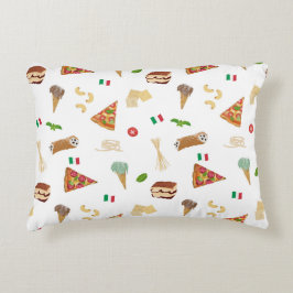 Almofada Decorativa Italian Food Pizza Pasta Tiramisu Pattern