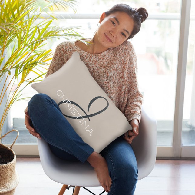 Almofada Decorativa J Nome Personalizado Inicial Taupe Neutro (J Initial Personalized Name Neutral Taupe Tan Accent Pillow)