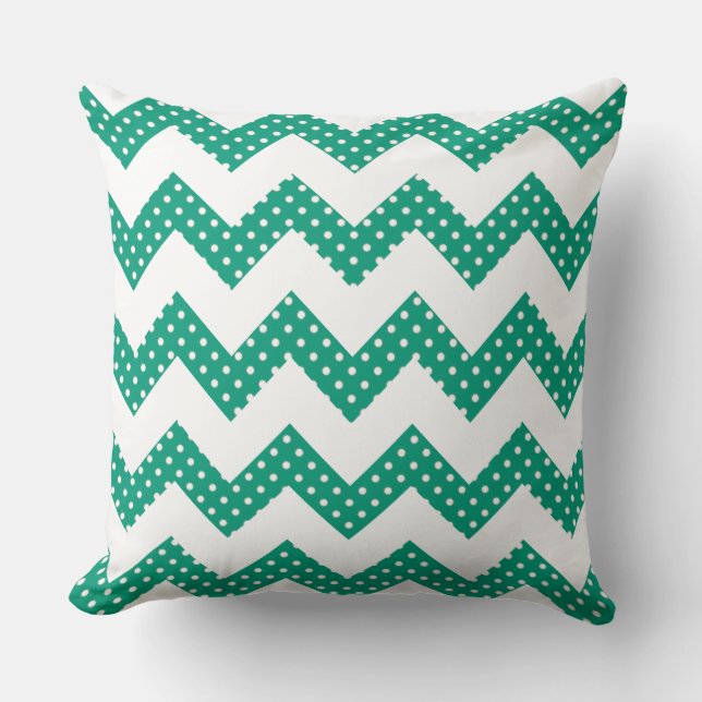 Almofada Decorativa Jade Green Dots ChevronThrow (Frente)