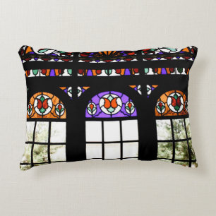Almofada Decorativa Janela Colorida de Vidro