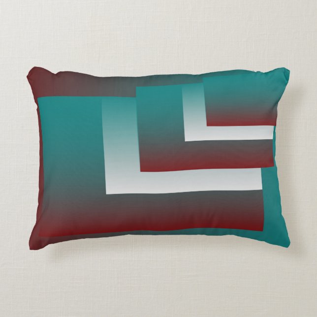 Almofada Decorativa Janelas em branco teal burgundy (Frente)