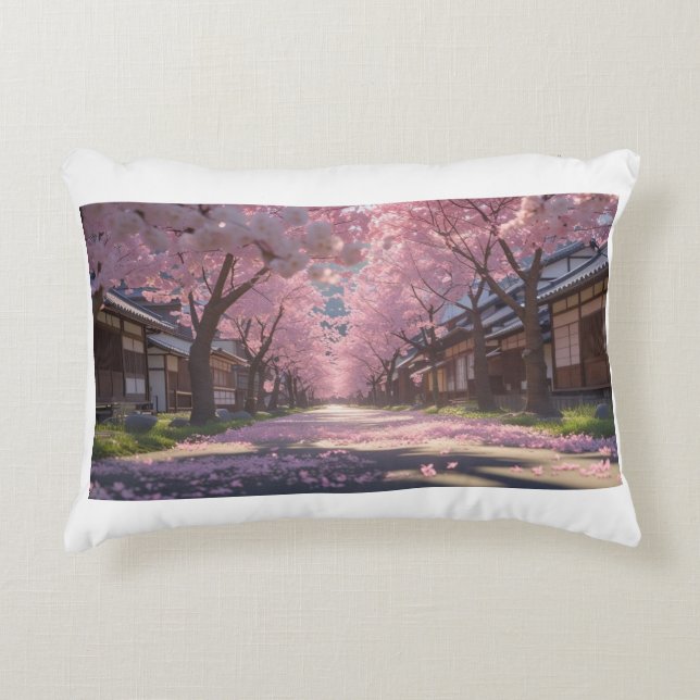 Almofada Decorativa Japanese Cherry Blossom Sakura Pillow - Day & Nigh (Frente)