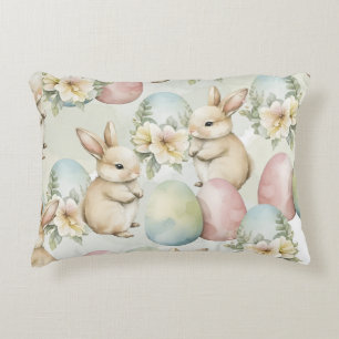 Almofada Decorativa Jardim de Coelhos em Aquarela