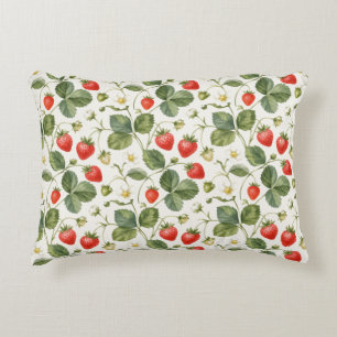 Almofada Decorativa Jardim de Frutas de Verão de Morango Moderno