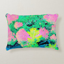 Almofada Decorativa Jardim de Hydrangea rosa com folhagem amarela