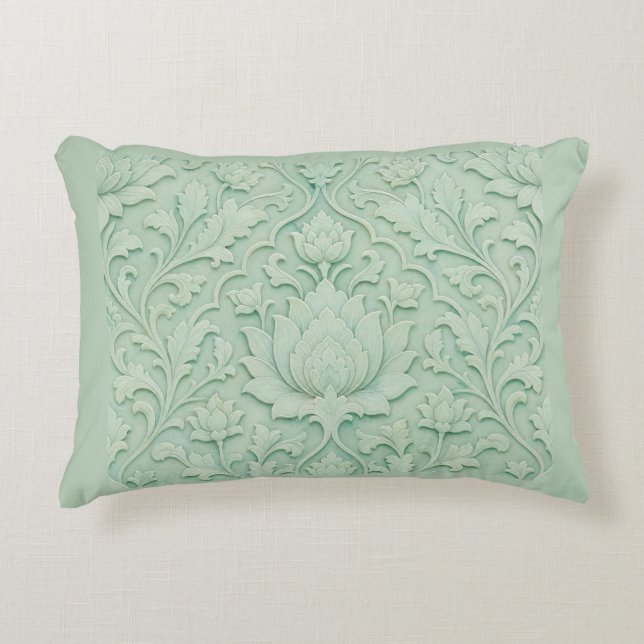 Almofada Decorativa Jardim de Jade — Persa em Celadon Pálido (Frente)
