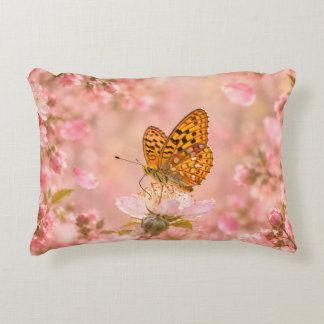 Almofada Decorativa Jardim Floral de Borboleta Rosa