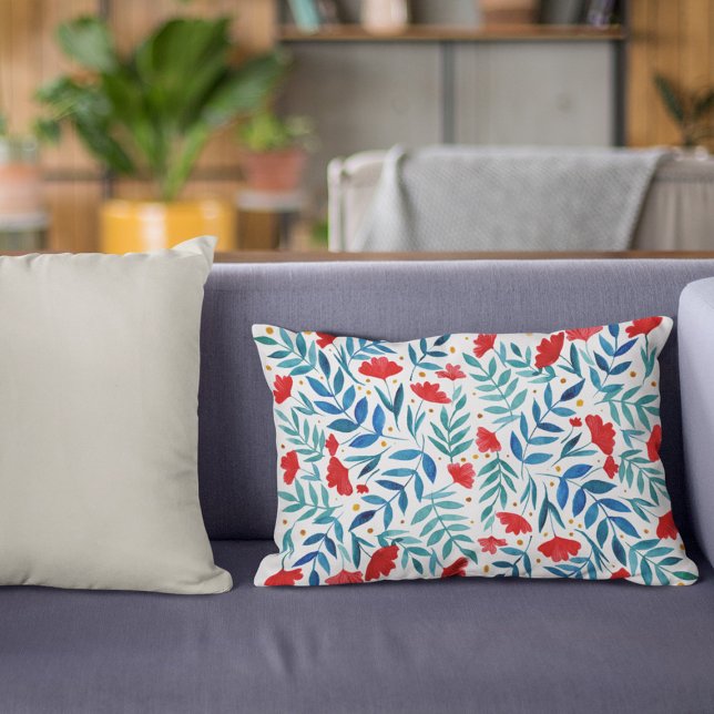 Almofada Decorativa Jardim mágico - vermelho e turquesa (Criador carregado)